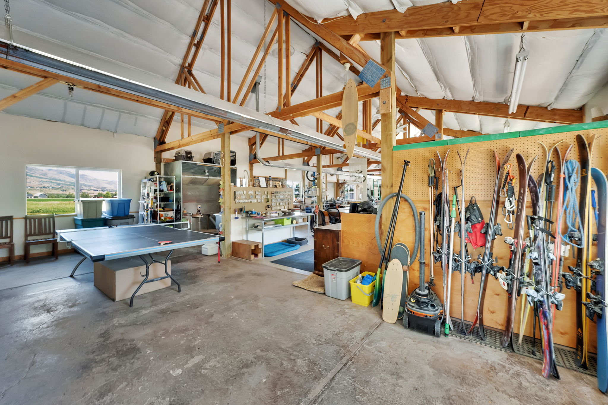 Garage with a workshop area