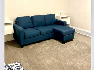 View of carpeted living area