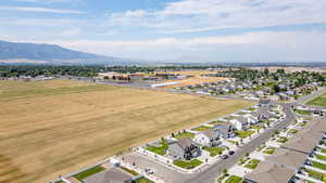 Drone / aerial view of a mountain backdrop