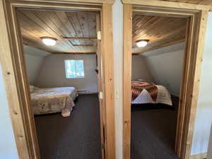 View into the two bedrooms from loft