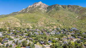 View of mountain background with nearby suburban area