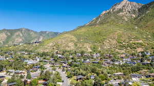 View of mountain background with nearby suburban area