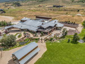 View from above of property with mountains