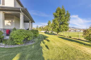 View of yard with a mountain view