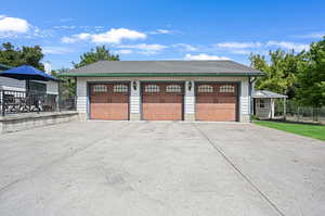 View of detached garage