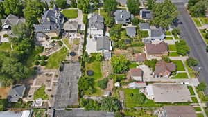 Aerial view of property's location featuring nearby suburban area