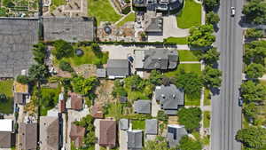 Aerial perspective of suburban area
