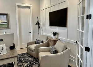 Living area featuring french doors
