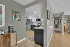 Showing custom paint, flooring, lighting all working together!