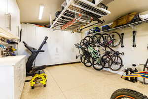 Garage featuring bike storage