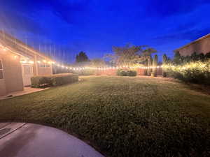 View of yard at twilight