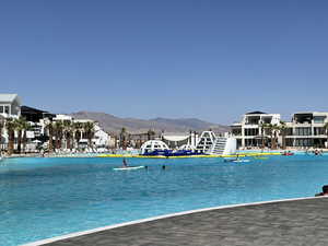 View of pool featuring a mountain view