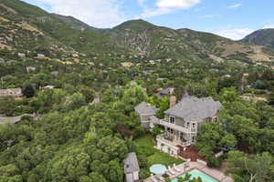 Aerial view of a mountainous background