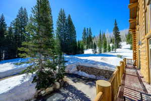 View of snow covered pool
