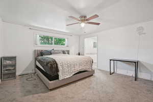 Bedroom with carpet and a ceiling fan