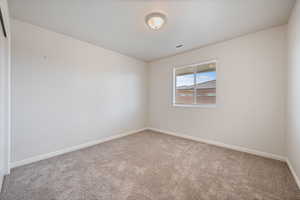 Carpeted empty room with baseboards