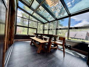 Sunroom with vaulted ceiling