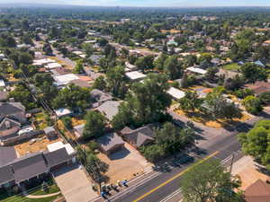 Aerial perspective of suburban area