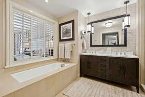 Bathroom with a garden tub and double vanity