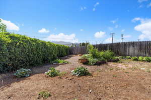 View of fenced backyard