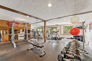 Exercise room with recessed lighting