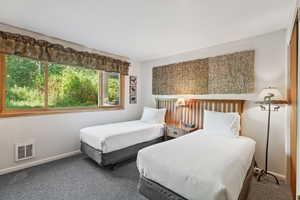 Bedroom with carpet floors
