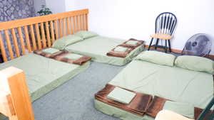 Bedroom with carpet floors