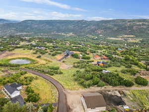 Bird's eye view of a mountain backdrop
