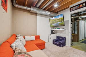 Living room featuring carpet flooring