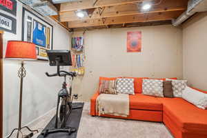 Workout room with carpet floors