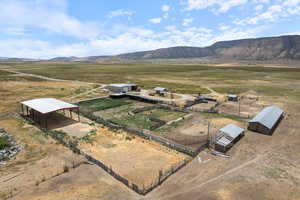Aerial View of Ranch Amenities - Shop with Living Quarters, Hay Barn, Corral, Well, etc.