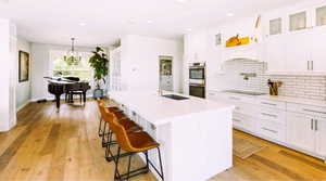 Chefs Perfect Kitchen w Chunky Island, Subway Tile, Double Oven, Induction Stovetop
