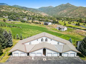 View from above of property with mountains