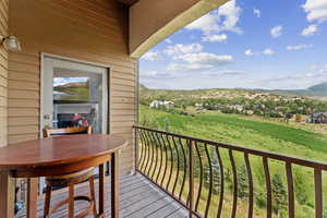 Balcony with a mountain view