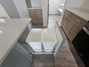 Bathroom with wood finished floors