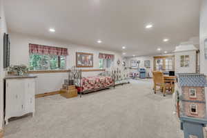 Bedroom featuring carpet and recessed lighting