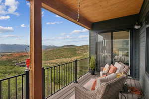 Balcony with a mountain view