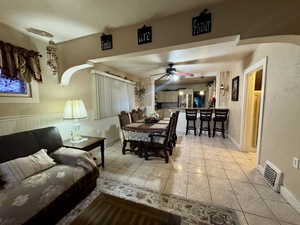 Open Living / Dining and kitchen area