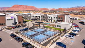 Aerial view of a mountain backdrop