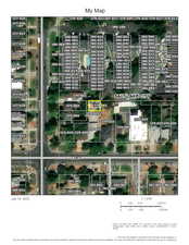Aerial view of property's location featuring property parcel outlined