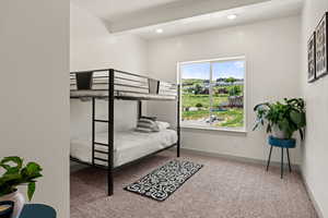 Bedroom with carpet and recessed lighting