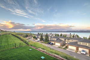 Aerial view at dusk of a water view