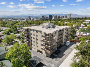 View of urban area with a mountain backdrop