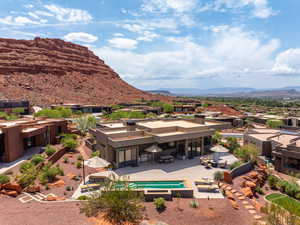 View of mountain background with nearby suburban area