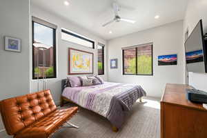 Bedroom featuring recessed lighting and ceiling fan