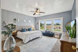Bedroom featuring carpet flooring and ceiling fan