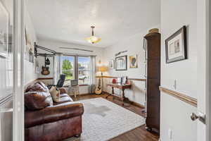 Living room with wood finished floors