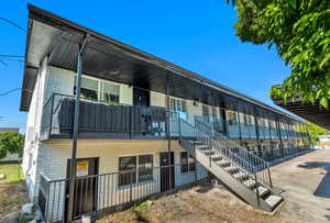View of building exterior with stairway