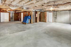 View of unfinished basement.