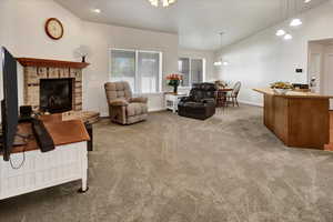 Living area with new carpet